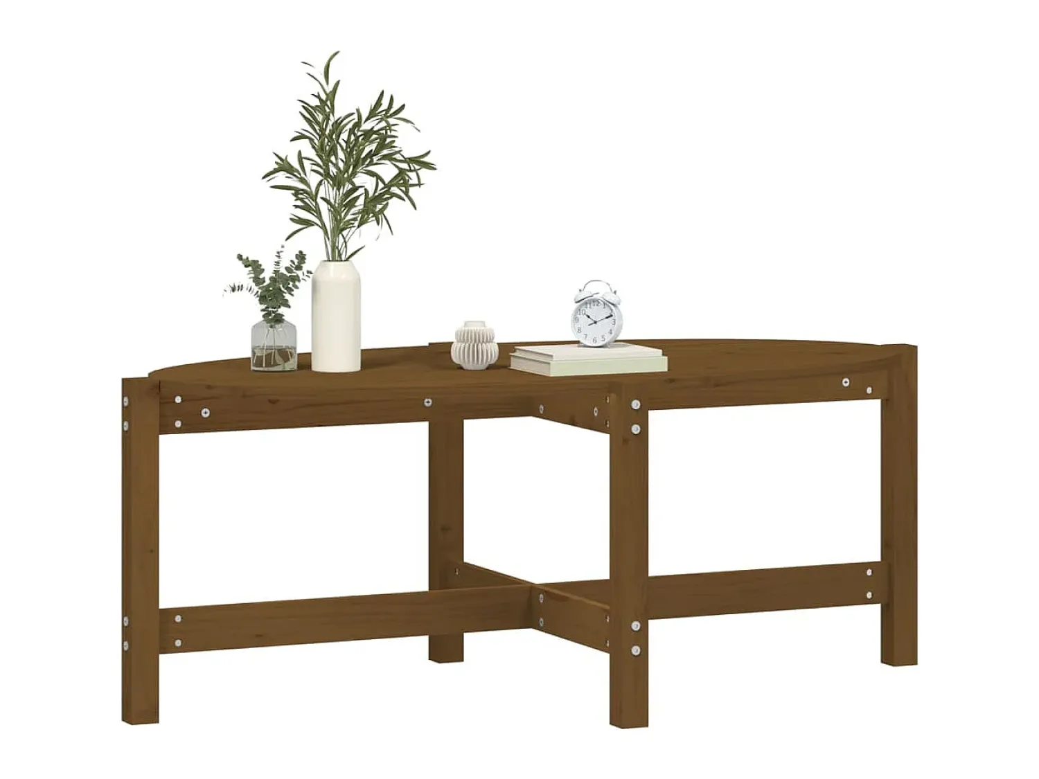 Mesa de centro 118x63x45cm madeira de pinho maciça -mel PT686276^ Mesa De Centro