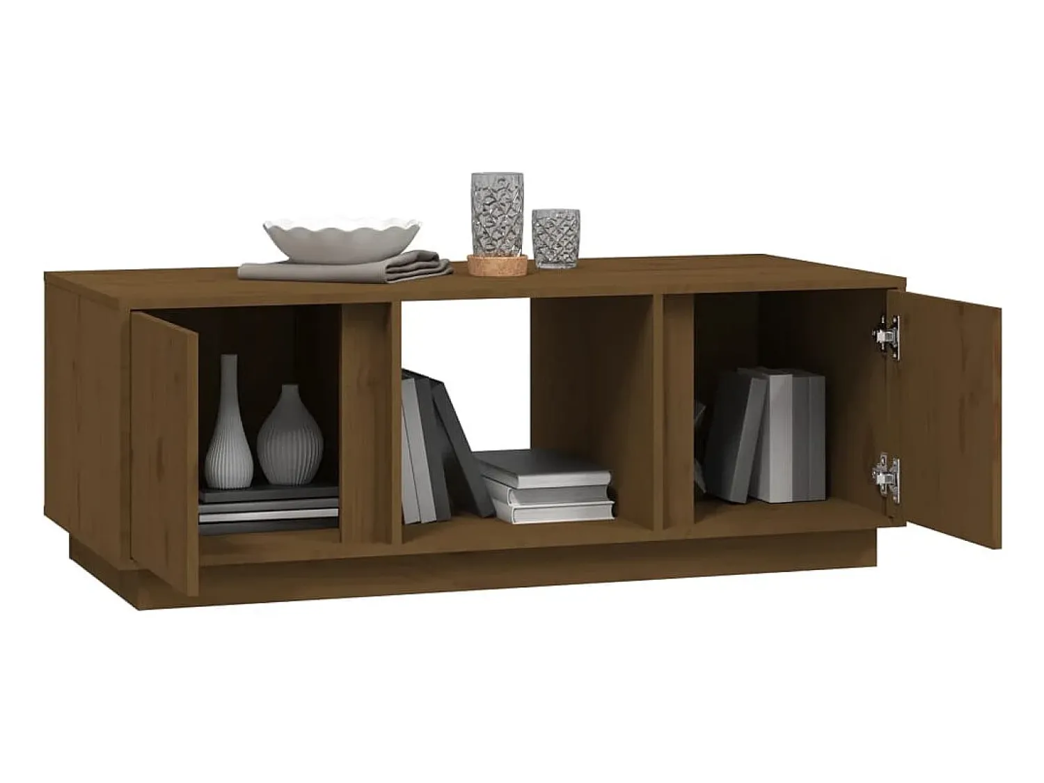 Outlet vidaxl Mesa de centro 110x50x40cm madeira de pinho maciça castanho mel Natural claro