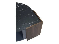 Mesa De Centro| Mesa de centro 96,5x63x40cm, tampo em mármore, nogueira em cores contrastantes, mesa de sala com linhas únicas Castanho