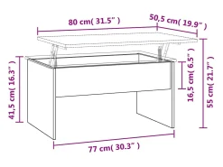 Mesa De Centro|vidaxl Mesa de centro80x50,5x41,5cm madeira processada carvalho fumado Natural claro