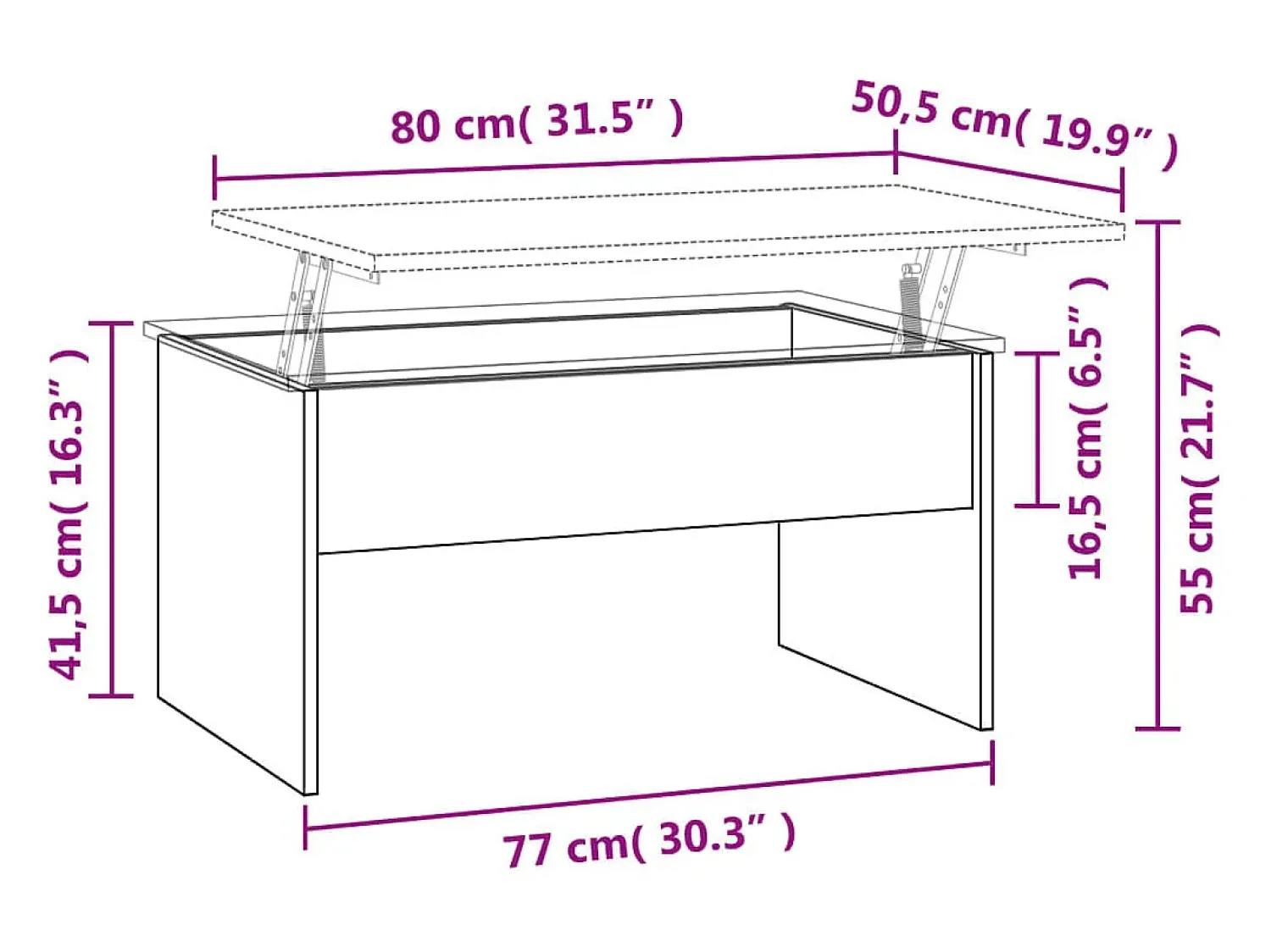 Mesa De Centro|vidaxl Mesa de centro80x50,5x41,5cm madeira processada carvalho fumado Natural claro