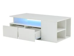 Merax Mesa de chá - 100 x 50 x 35 cm - mesa de centro para sala de estar - com LEDs + 2 gavetas - aglomerado -^ Mesa De Centro