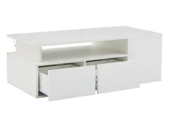 Merax Mesa de chá - 100 x 50 x 35 cm - mesa de centro para sala de estar - com LEDs + 2 gavetas - aglomerado -^ Mesa De Centro