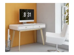 Consola*Loft24 Mesa de computador com tampo elevável em MDF verde Branco