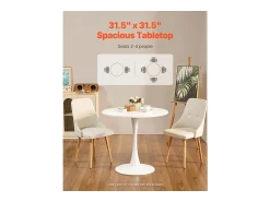 Mesa De Apoio* Mesa de Conjunto SucceBuy Mesa de Jantar Redonda em Madeira de 80 cm para 2 a 4 Pessoas (Só Mesa) Branco