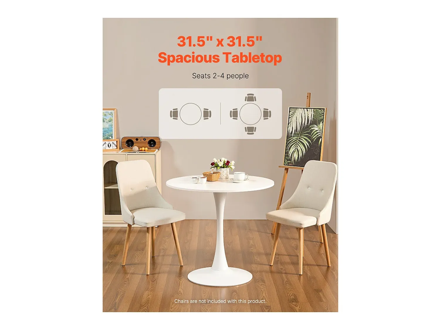 Mesa De Apoio* Mesa de Conjunto SucceBuy Mesa de Jantar Redonda em Madeira de 80 cm para 2 a 4 Pessoas (Só Mesa) Branco
