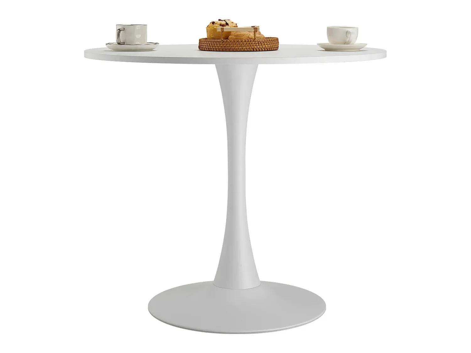 Mesa De Apoio* Mesa de Conjunto SucceBuy Mesa de Jantar Redonda em Madeira de 80 cm para 2 a 4 Pessoas (Só Mesa) Branco