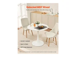 Mesa De Apoio* Mesa de Conjunto SucceBuy Mesa de Jantar Redonda em Madeira de 80 cm para 2 a 4 Pessoas (Só Mesa) Branco