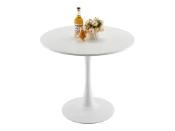 Mesa De Apoio* Mesa de Conjunto SucceBuy Mesa de Jantar Redonda em Madeira de 80 cm para 2 a 4 Pessoas (Só Mesa) Branco