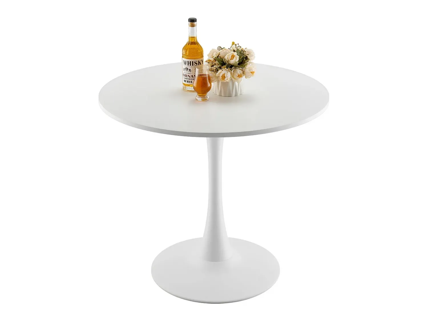 Mesa De Apoio* Mesa de Conjunto SucceBuy Mesa de Jantar Redonda em Madeira de 80 cm para 2 a 4 Pessoas (Só Mesa) Branco