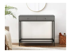 Loft24 Mesa de consola com 1 prateleira em imitação de mármore - estrutura metálica^ Consola