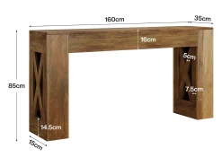 Consola|Tribesigns Mesa de Consola de 160 cm de Comprimento, Mesa de Entrada Rural com 2 Gavetas e Pernas em Forma de X Castanho