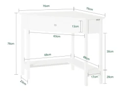 Best Sobuy Mesa de consola de canto branca com gaveta, triângulo FWT31-W Branco