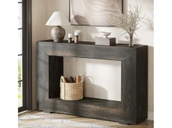 Outlet Tribesigns Mesa de Consola de 120cm, Mesa de Sofá com Armazenamento, Mesa Moderna de Entrada para Corredor Preta Preto
