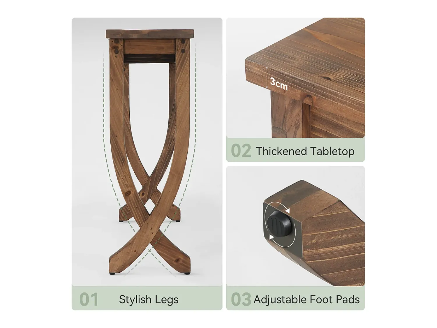 Consola|Tribesigns Mesa de Consola de Madeira Sólida 160cm, Mesa de Entrada no Estilo Rural, Mesa Longa para Sofá Castanho