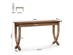 Consola|Tribesigns Mesa de Consola de Madeira Sólida 160cm, Mesa de Entrada no Estilo Rural, Mesa Longa para Sofá Castanho