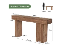 Consola|Tribesigns Mesa de Consola de Madeira Sólida, Mesa de Sofá Rural de 160cm Atrás do Sofá com Pernas Artísticas Castanho