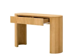 Consola|Merax Mesa de consola elegante para hall de entrada - 120 x 33 x 76 cm - com 2 gavetas + frente curva - MDF - cor natural Natural claro