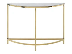 Discount Vente-unique Mesa de consola em cerâmica e aço inoxidável - Efeito mármore branco e dourado - CILÍNDRICA Branco / Dourado