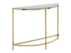 Discount Vente-unique Mesa de consola em cerâmica e aço inoxidável - Efeito mármore branco e dourado - CILÍNDRICA Branco / Dourado