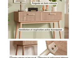 Mesa de consola em madeira com 2 gavetas para sala de estar ou hall de entrada - Dimensões 100x80x35 cm - Cor castanha^ Consola