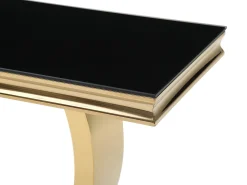 Best Vente-unique Mesa de consola em vidro temperado e aço inoxidável - Dourado e Preto - ROWAN por Pascal Morabito Preto / Dourado