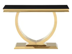Best Vente-unique Mesa de consola em vidro temperado e aço inoxidável - Dourado e Preto - ROWAN por Pascal Morabito Preto / Dourado