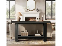 Tribesigns Mesa de Consola Estreita de 140cm com Prateleira de Armazenamento, Mesa de Sofá Rustica para Entrada^ Consola