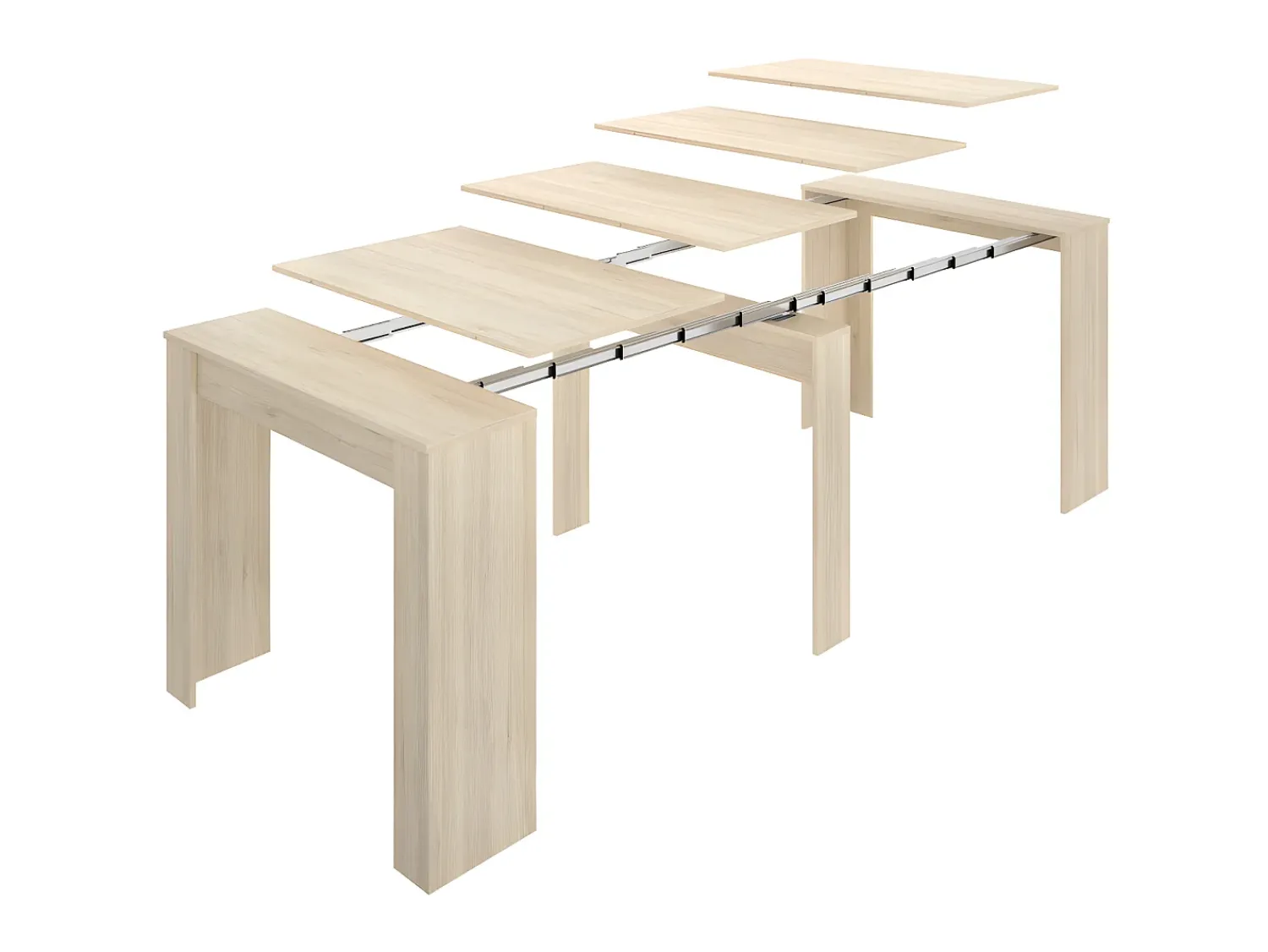 Consola*Vente-unique Mesa de consola extensível para 10 pessoas - 4 extensões - Cor natural clara - ONEGA Natural claro