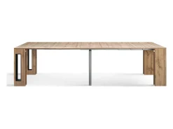 Consola| Mesa de consola extensível em madeira, acabamento em carvalho rústico 90×45-90×295 cm - GAIOLE Castanho