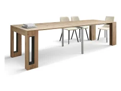 Consola| Mesa de consola extensível em madeira, acabamento em carvalho rústico 90×45-90×295 cm - GAIOLE Castanho