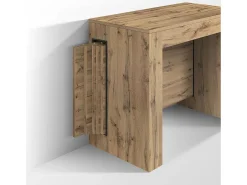 Consola| Mesa de consola extensível em madeira, acabamento em carvalho rústico 90×45-90×295 cm - GAIOLE Castanho
