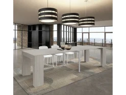 Consola| Mesa de consola extensível em madeira, acabamento em olmo pérola 90×45-90×300 cm - LERICI Taupe