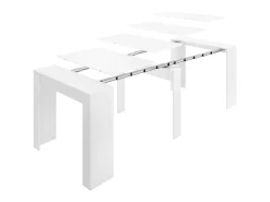 Consola*Vente-unique Mesa de consola extensível para 10 pessoas - 4 extensões - Cor: Branca - ONEGA Branco