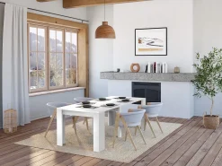 Consola*Vente-unique Mesa de consola extensível para 10 pessoas - 4 extensões - Cor: Branca - ONEGA Branco