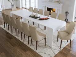 Vente-unique Mesa de consola extensível para 12 lugares - 6 extensões - Branca - ONEGA^ Consola