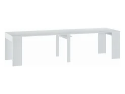 Vente-unique Mesa de consola extensível para 12 lugares - 6 extensões - Branca - ONEGA^ Consola