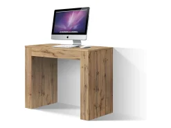 Consola| Mesa de consola extensível em madeira, acabamento em carvalho rústico 90×45-90×300 cm - LERICI Castanho