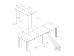 Consola| Mesa de consola extensível em madeira, acabamento em carvalho rústico 90×45-90×300 cm - LERICI Castanho