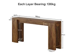 Consola*Tribesigns Mesa de Consola Extra Longa de 160cm, Mesa de Sofá de Madeira no Estilo Rural para Atrás do Sofá Castanho