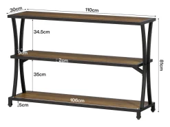 Best Tribesigns Mesa de Consola Industrial de 3 Camadas, Mesa de Sofá Rustica para Entrada Estreita com Prateleiras de Armazenamento Castanho