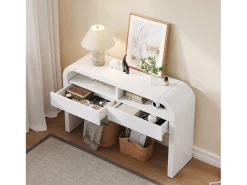 Discount Merax Mesa de consola moderna para hall de entrada - 120 x 35,5 x 76,5 cm - com 2 gavetas + prateleira - MDF - branca Branco