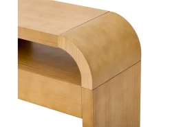Consola|Merax Mesa de consola moderna para hall de entrada - 120 x 35,5 x 76,5 cm - com 2 gavetas + prateleira - MDF - cor natural Natural claro