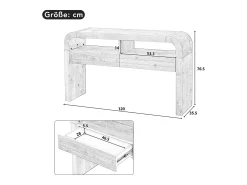 Consola|Merax Mesa de consola moderna para hall de entrada - 120 x 35,5 x 76,5 cm - com 2 gavetas + prateleira - MDF - cor natural Natural claro