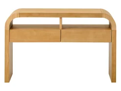 Consola|Merax Mesa de consola moderna para hall de entrada - 120 x 35,5 x 76,5 cm - com 2 gavetas + prateleira - MDF - cor natural Natural claro