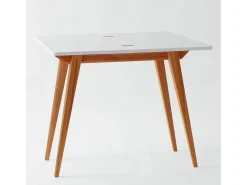 Consola| Mesa de consola pequena extensível 45x90cm Envelope Branca | Pés carvalho Branco