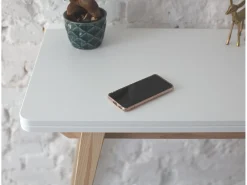 Best Mesa de consola pequena extensível 45x90cm Envelope Branca | Pés em madeira de freixo Branco