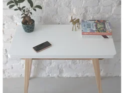 Best Mesa de consola pequena extensível 45x90cm Envelope Branca | Pés em madeira de freixo Branco