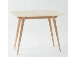 Clearance Mesa de consola pequena extensível 45x90cm Envelope Branco Giz | Pés em madeira de freixo Creme