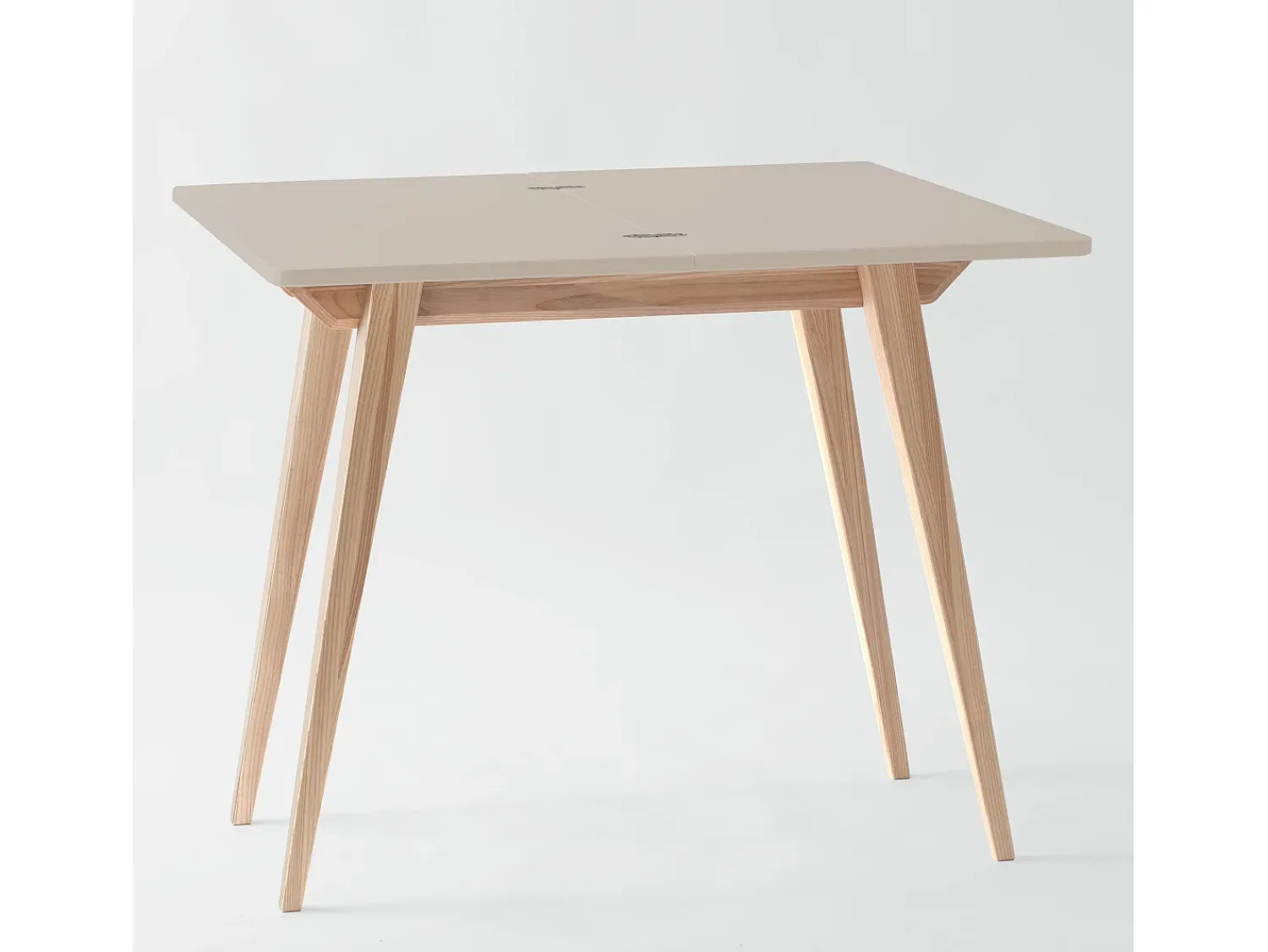 Consola* Mesa de consola pequena extensível 45x90cm Envelope Castanho | Pés em madeira de freixo Bege